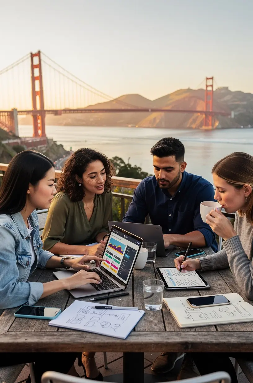 Illustration of a flowchart depicting automated workflow steps for business process improvement.